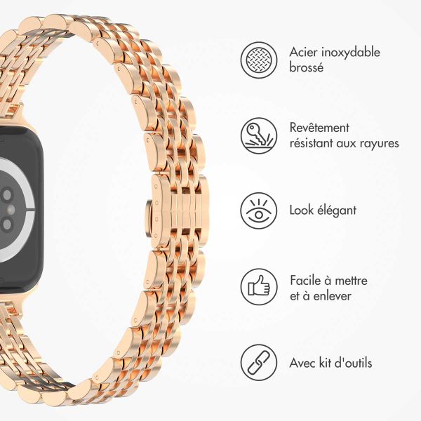 Selencia Bracelet en acier slim style Jubilee Apple Watch Series 1 à 9 / SE (38/40/41 mm) | Series 10 (42 mm) - Or Rose