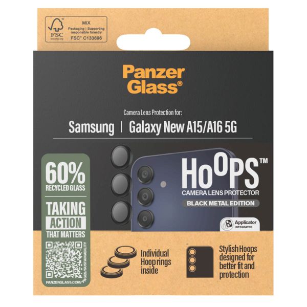 PanzerGlass Protection Caméra Hoop Optic Rings Samsung Galaxy A16 4G/5G - Noir