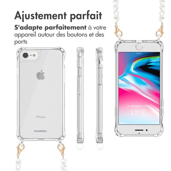 imoshion Coque avec dragonne + bracelet Apple iPhone SE (2022 / 2020) / 8 / 7 - Perles Cœurs