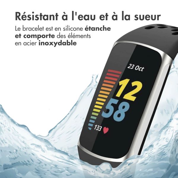 imoshion Bracelet de sport en silicone avec trous Fitbit Charge 5 / Charge 6 - Noir