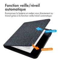 imoshion Étui de liseuse portefeuille Canvas Sleepcover avec support Kobo Libra Colour - Glitter Noir