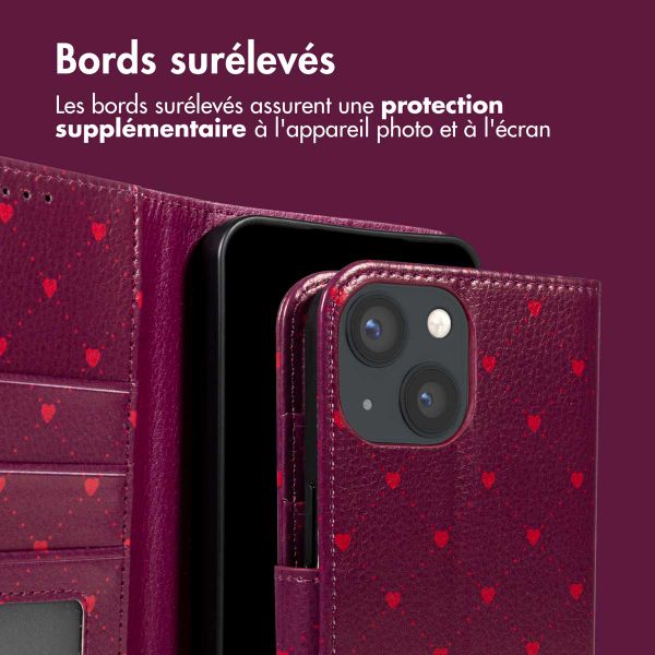 imoshion Étui de télephone portefeuille Design Apple iPhone 15 - Crush Check Coral Dust