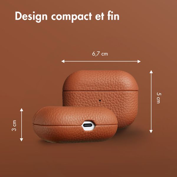 Accezz Coque en Cuir véritable Apple AirPods Pro - Cognac