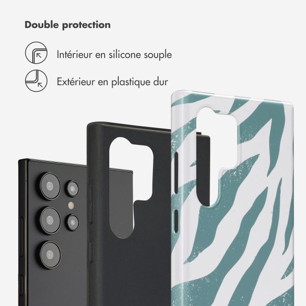 Selencia Coque arrière Vivid Samsung Galaxy S24 Ultra - Colorful Zebra Pine Blue