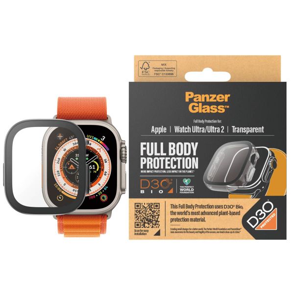 PanzerGlass Coque intégrale D3O® Bio Apple Watch Ultra / Ultra 2 / Ultra 3 - 49 mm - Transparent