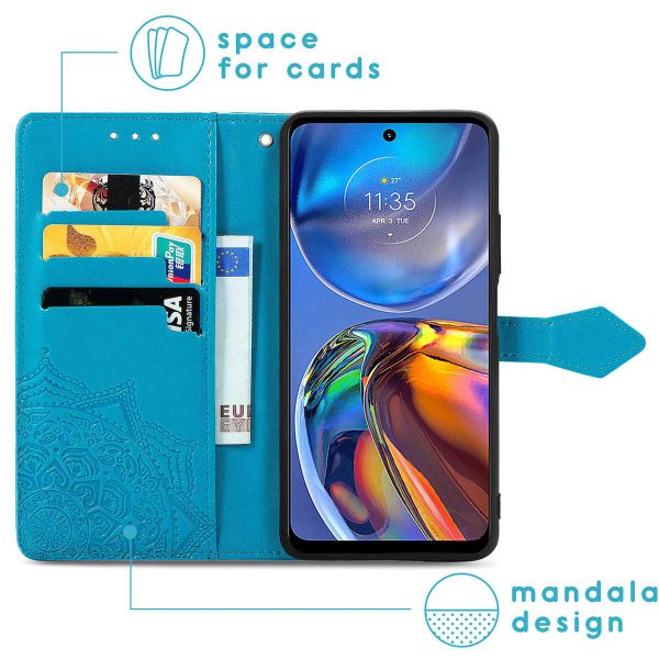 imoshion Etui de téléphone portefeuille Mandala Motorola Moto E32 / E32s - Turquoise