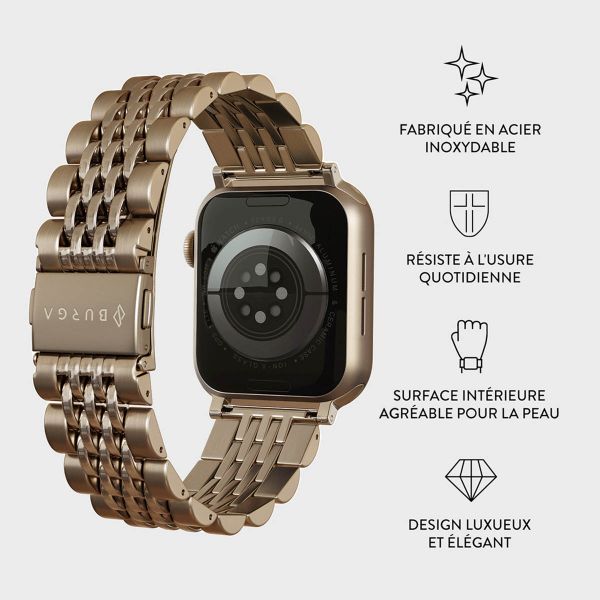 Burga Bracelet en acier Apple Watch Series 1 á 9 / SE (38/40/41 mm) | Series 10 (42 mm) - Chic Royal - Dorée