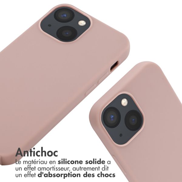 imoshion Coque en silicone avec cordon Apple iPhone 13 Mini - Sand Pink