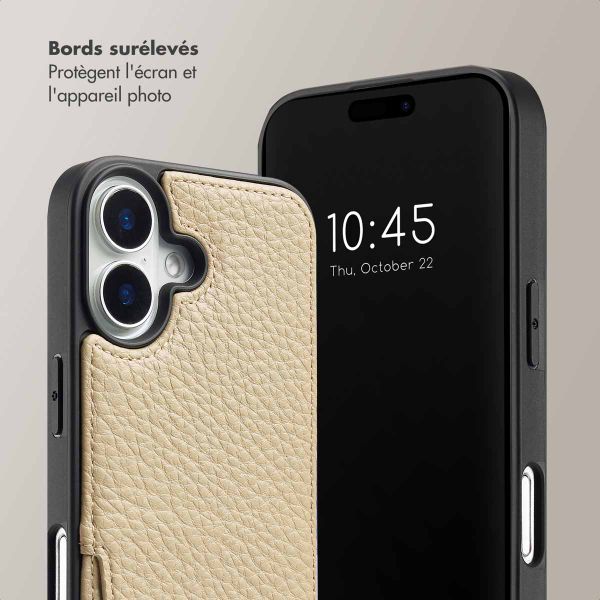 Selencia Coque arrière avec cordon et porte-cartes Nova iPhone 16 - Beige