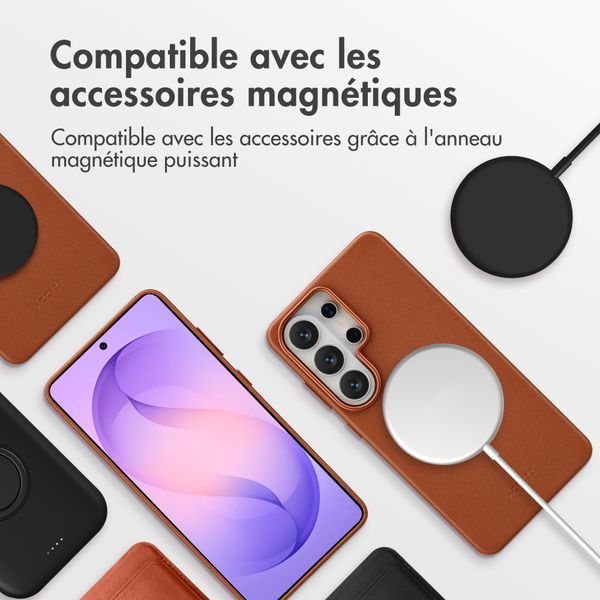 Accezz Coque arrière en cuir avec MagSafe Samsung Galaxy S26 Ultra - Sienna Brown