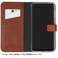 Selencia Étui portefeuille en cuir véritable Samsung Galaxy A55 - Marron clair