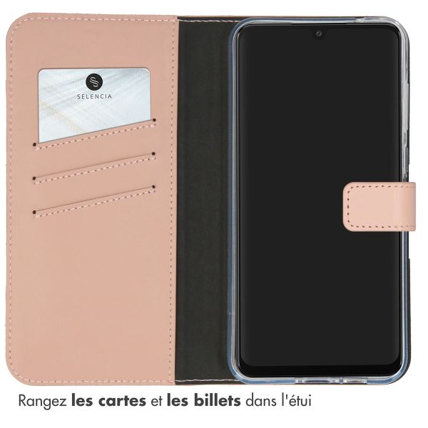 Selencia Étui portefeuille en cuir véritable Samsung Galaxy A55 - Dusty Pink