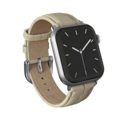Burga Bracelet en cuir véritable Apple Watch Series 1 - 9 / SE (38/40/41 mm) | Series 10 / 11 (42 mm) - Buttermelt / Silver