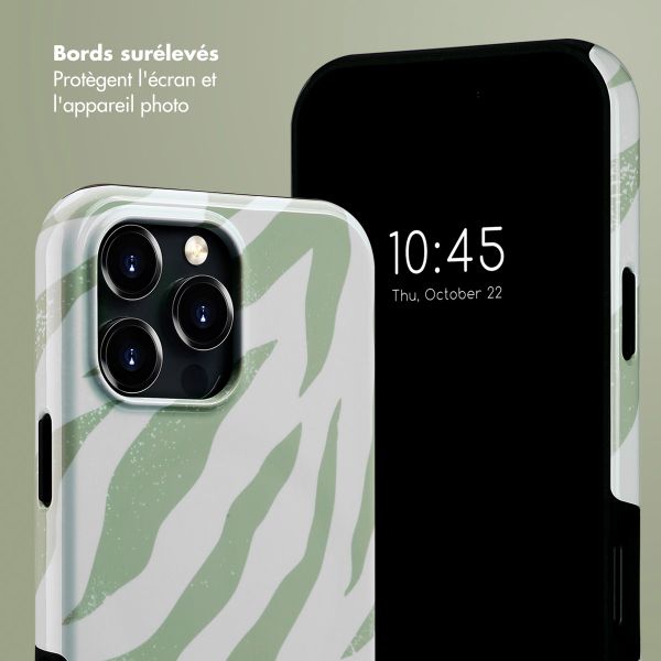 Selencia Coque arrière Vivid Tough avec MagSafe iPhone 16 Pro Max - Colorful Zebra Sage Green