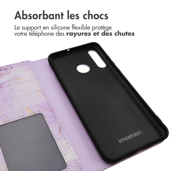 imoshion ﻿Étui de téléphone portefeuille Design Huawei P30 Lite - Purple Marble