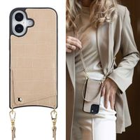 Selencia Coque de télephone Nova Croco avec cordon et porte-cartes Apple iPhone 17 - Beige