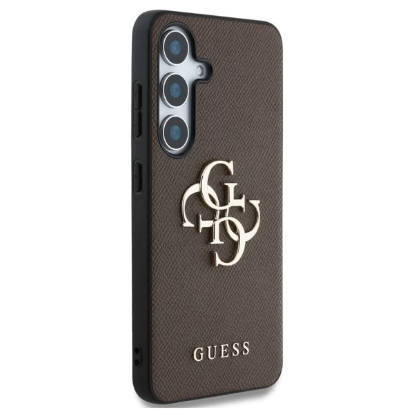 Guess Coque 4G Metal Logo Saffiano Samsung Galaxy S25 - Marron