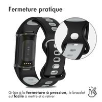 imoshion Bracelet sportif en silicone Fitbit Charge 5 / Charge 6 - Noir / Gris