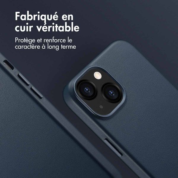 Accezz Coque arrière en cuir avec MagSafe iPhone 13 - Nightfall Blue