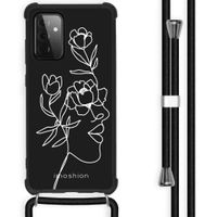 imoshion Coque Design avec cordon Samsung Galaxy A72 - Woman Flower Black