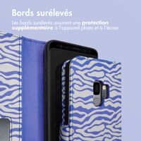 imoshion Étui de télephone portefeuille Design Samsung Galaxy S9 - White Blue Stripes
