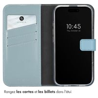 Selencia Étui portefeuille en cuir véritable Apple iPhone 16 - Air Blue