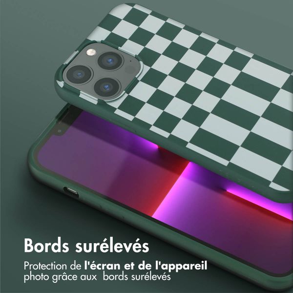 Selencia Coque design en silicone avec cordon amovible Apple iPhone 13 Pro Max - Irregular Check Green