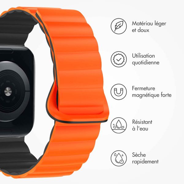 imoshion Bracelet magnétique en silicone Apple Watch Apple Watch Series 1 á 10 / SE / Ultra (2) (44/45/46/49 mm) - Orange / Noir