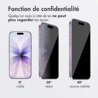 Accezz Protection d’écran en verre trempé avec filtre de confidentialité + Applicateur Apple iPhone 17