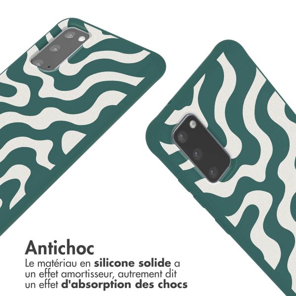 imoshion Coque design en silicone avec cordon Samsung Galaxy S20 - Petrol Green Groovy