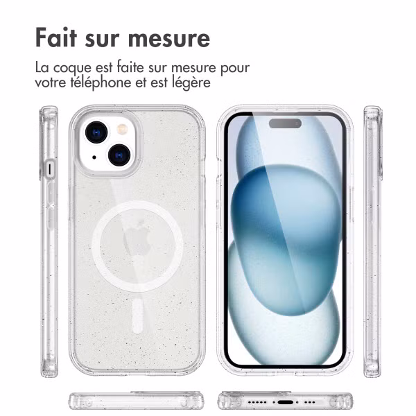 imoshion Coque Pailletée avec MagSafe Apple iPhone 15 - Paillettes Transparent