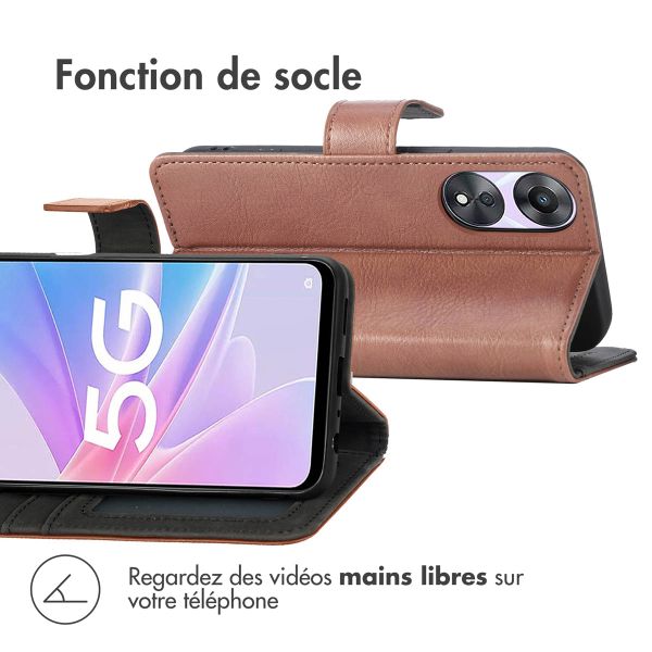 imoshion Étui de téléphone portefeuille Luxe pour Oppo A58 (4G) - Brun