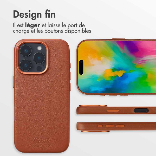 Accezz Coque arrière en cuir avec MagSafe iPhone 16 Pro - Sienna Brown