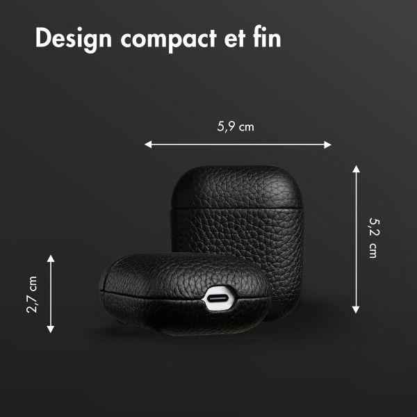 Accezz Coque en Cuir véritable Apple AirPods 1 / 2 - Noir
