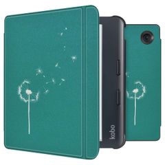 imoshion Design Slim Hard Sleepcover avec support Kobo Libra Colour / Tolino Vision Color - Green Dandelion