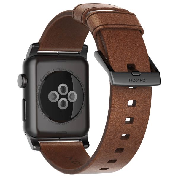 Nomad Bracelet moderne en cuir Apple Watch Series 1 t/m 11 / SE / Ultra (44/45/46/49 mm) - Brown / Black