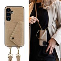 Selencia Coque à cordon avec porte-cartes enveloppe Sera Samsung Galaxy S24 - Beige