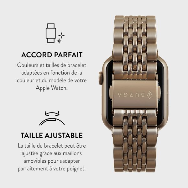 Burga Bracelet en acier Apple Watch Series 1 á 10 / SE / Ultra (2) (44/45/46/49 mm) - Chic Royal - Dorée