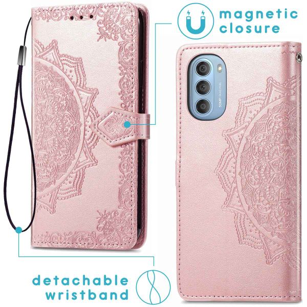 imoshion Etui de téléphone portefeuille Mandala Motorola Moto G51 - Rose Dorée