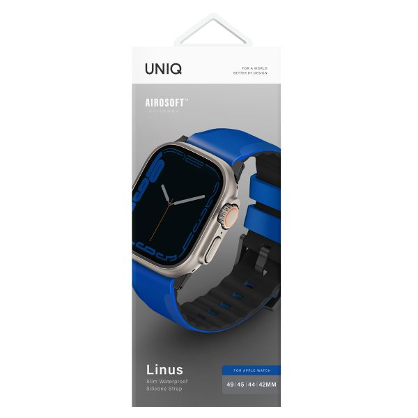 Uniq Bracelet Linus en silicone AiroSoft™ Apple Watch Series 1 á 10 / SE / Ultra (2) (44/45/46/49 mm) - Racing Blue