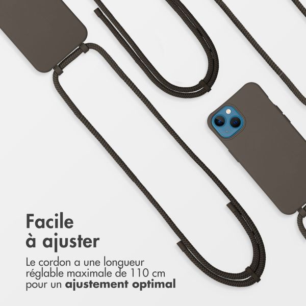 imoshion Coque arrière Color avec cordon amovible et MagSafe Apple iPhone 13 - Black Coffee
