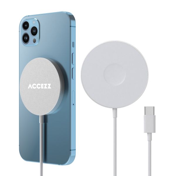 Accezz Chargeur sans fil USB-C | Chargeur sans fil MagSafe et Qi2 - 1 mètre - Blanc