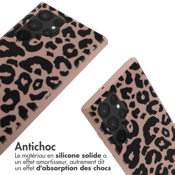 imoshion Coque design en silicone avec cordon Samsung Galaxy S22 Ultra - Animal Pink