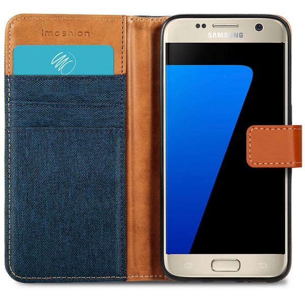 imoshion Étui de téléphone portefeuille Canvas Luxe Galaxy S7 - Bleu