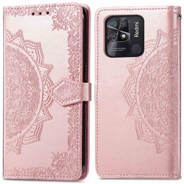 imoshion Etui de téléphone portefeuille Mandala Xiaomi Redmi 10C - Rose Dorée