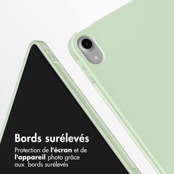 Accezz Étui de téléphone portefeuille Smart Silicone iPad Air 11 pouces (2024) M2 / Air 5 (2022) / iPad Air 4 (2020) - Vert clair