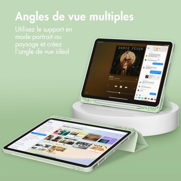 Accezz Étui de téléphone portefeuille Smart Silicone iPad Air 11 pouces (2024) M2 / Air 5 (2022) / iPad Air 4 (2020) - Vert clair