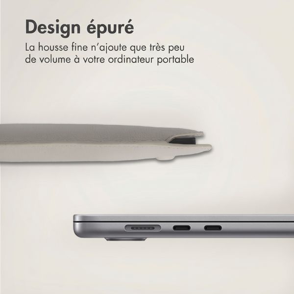 Accezz Leather Pochette ordinateur le Apple MacBook 16 pouces - Beige