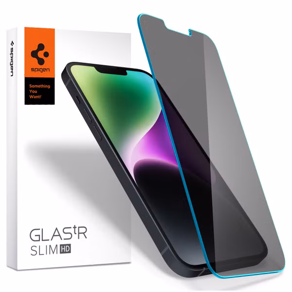 Spigen EZ Fit GLAS.tR Protection d’écran en verre confidentialité - 1 pack Apple iPhone 13 / 13 Pro / 14 / 16e
