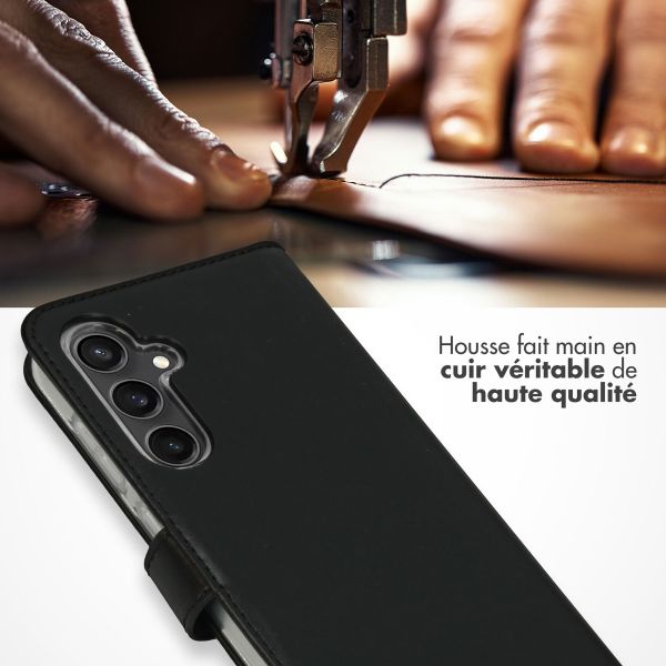 Selencia Étui portefeuille en cuir véritable Samsung Galaxy S23 FE - Noir